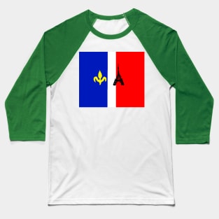 Sporty France Design on Green Background Baseball T-Shirt